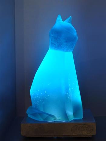 lampe chat bleu